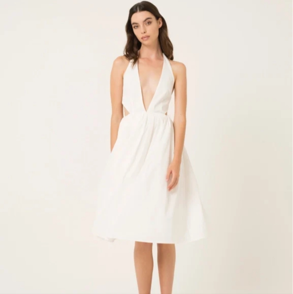 Amylynn - White Cotton Halter Marilyn Dress - M - Picture 2 of 6